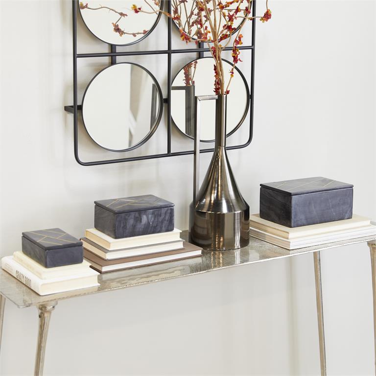29222_3 Marble Aluminum Glam Box S/3 - Black - Image 1
