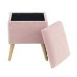 Wood Fur Fabric Storage Stool - Pink - Image 2