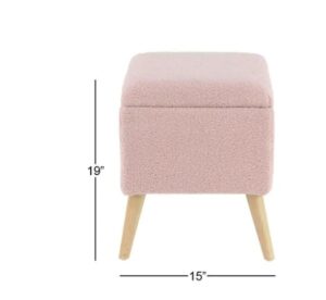 Wood Fur Fabric Storage Stool - Pink - Image 4