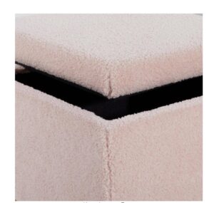 Wood Fur Fabric Storage Stool - Pink - Image 5