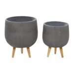 Grey PS Wood Planter - Set of 2 - Image 2