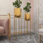 Metal Floor Gold Planter - Set of 2