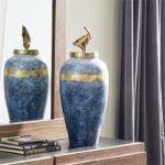 Glass Aluminum Vase - Blue