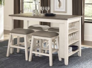 Timbre 5pc Antique White Counter Height Set - Image 3