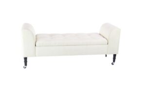 Wood Metal Fabric Storage Bench - Image 9