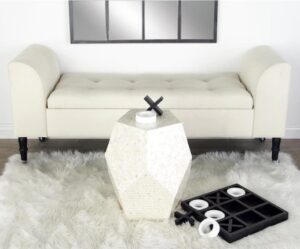 Wood Metal Fabric Storage Bench