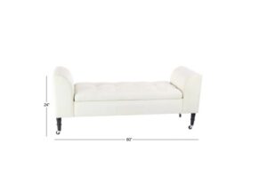 Wood Metal Fabric Storage Bench - Image 6