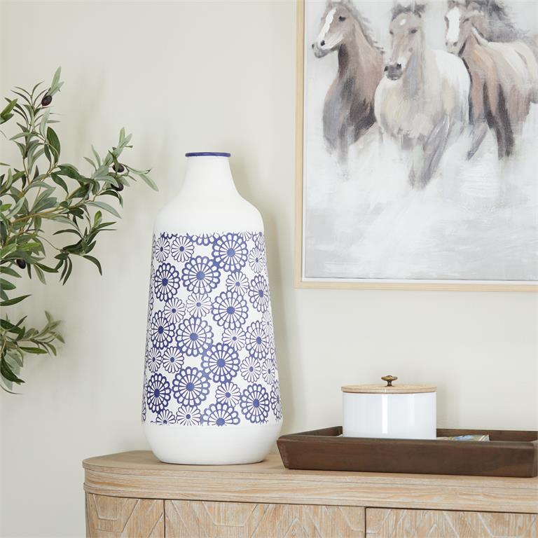 58725_3 Metal Blue Vase - 13"W - Image 1