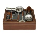 Genuine Leather Stainless Steel Bar Set - Brown - Image 2