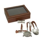 Genuine Leather Stainless Steel Bar Set - Brown - Image 3