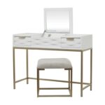 Wood Fabric Dressing Table - Set of 2 - Image 5
