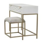 Wood Fabric Dressing Table - Set of 2 - Image 2