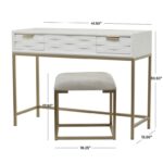 Wood Fabric Dressing Table - Set of 2 - Image 4