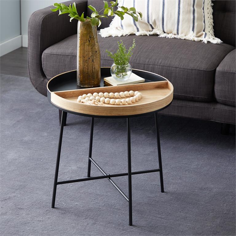 92168_3 Metal Wood Side Table - Image 1