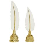 Ceramic White/Gold Feather - Set of 2 - Image 2