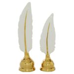 Ceramic White/Gold Feather - Set of 2 - Image 4