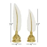 Ceramic White/Gold Feather - Set of 2 - Image 5