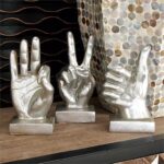 Polystone Silver Sculpture - Set of 3