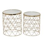 Metal Glass Accent Table - Set of 2 - Image 2