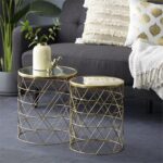 Metal Glass Accent Table - Set of 2