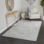 Blue Wool Geometric Handmade Area Rug - 5'x8'
