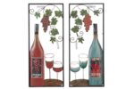 Red Metal Traditional Wine Bottles and Glasses Wall Decor, 2 Assorted - Image 5