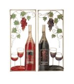 Red Metal Traditional Wine Bottles and Glasses Wall Decor, 2 Assorted - Image 2
