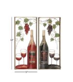Red Metal Traditional Wine Bottles and Glasses Wall Decor, 2 Assorted - Image 4