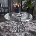 Silver Aluminum Traditional Coffee Table