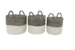 White Dried Plant Contemporary Storage Basket - Set of 3 - Image 2