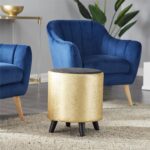 Gold Polyester Contemporary Stool