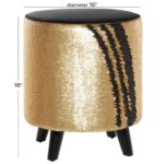 Gold Polyester Contemporary Stool - Image 4