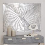 Silver Wood Geometric Carved Radial Wall Decor