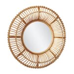 Brown Rattan Handmade Woven Wall Mirror - Image 3