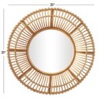 Brown Rattan Handmade Woven Wall Mirror - Image 5