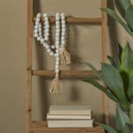 White Wood Handmade Beaded Garland W/ Tassel