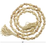 Light Brown Wood Geometric Handmade Beaded Garland W/ Tassel - Image 5