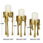 Gold Aluminum Abstract Pillar Drip Candle Holder W/ Melting Designed Legs - Set of 3 - Image 4