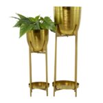 Gold Metal Planter W/ Removable Stand - Set of 2 - Image 3