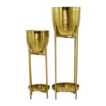 Gold Metal Planter W/ Removable Stand - Set of 2 - Image 5