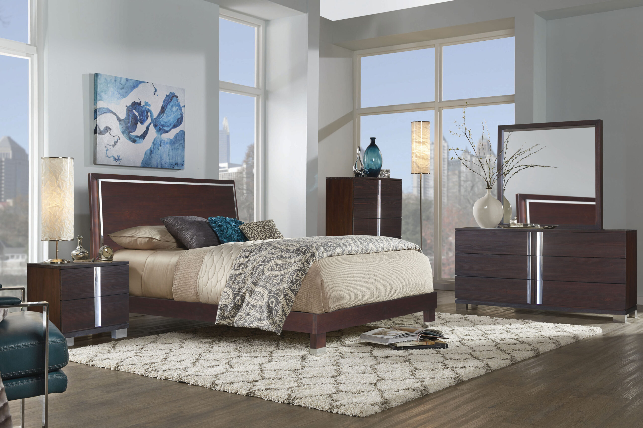 VENEZIA_BR_ESPRESSO Venezia Dresser W/Mirror ONLY Brushed Expresso - Solid Wood - Image 1