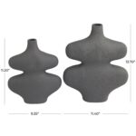 Black Ceramic Abstract Oblong Vase, Set of 2 - Image 3