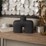 Black Ceramic Abstract Arched Vase