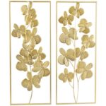 Cosmoliving By Cosmopolitan Gold Metal Floral Orchid Wall Decor with Gold Frame, Set Of 2 - Image 3
