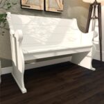 White Wood Storage Bench with Scrolled Armrests - Image 2