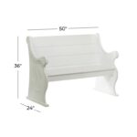 White Wood Storage Bench with Scrolled Armrests - Image 4