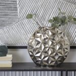 Cosmoliving By Cosmopolitan Silver Aluminum Geometric Faceted Vase