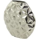 Cosmoliving By Cosmopolitan Silver Aluminum Geometric Faceted Vase - Image 2