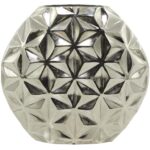 Cosmoliving By Cosmopolitan Silver Aluminum Geometric Faceted Vase - Image 3