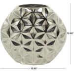 Cosmoliving By Cosmopolitan Silver Aluminum Geometric Faceted Vase - Image 4